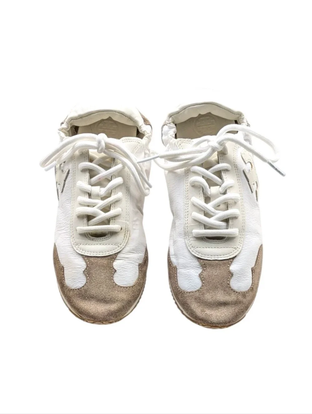 Tory Burch Cerbiatto White Leather/Nylon Sneakers Size 6.5 EUC  S4178